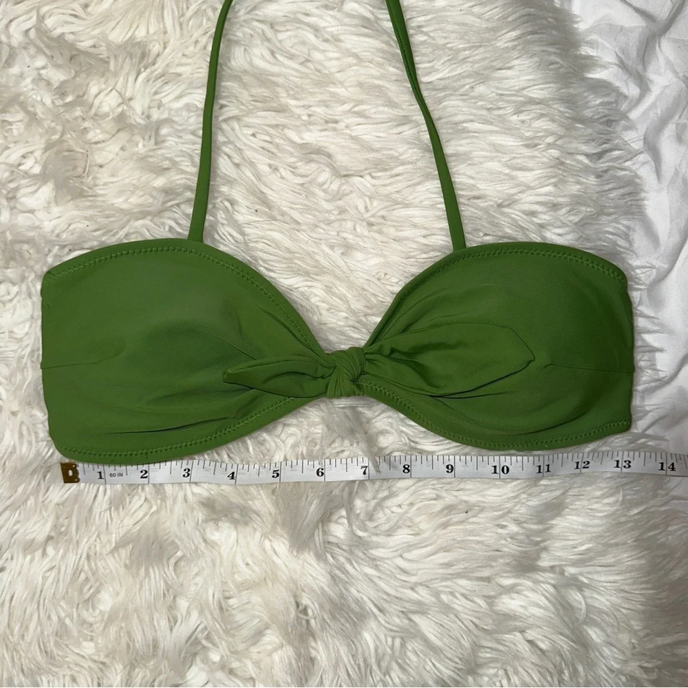 SHEIN | Green Ruched Halter Bikini Top Tie Front Padded Cups Small